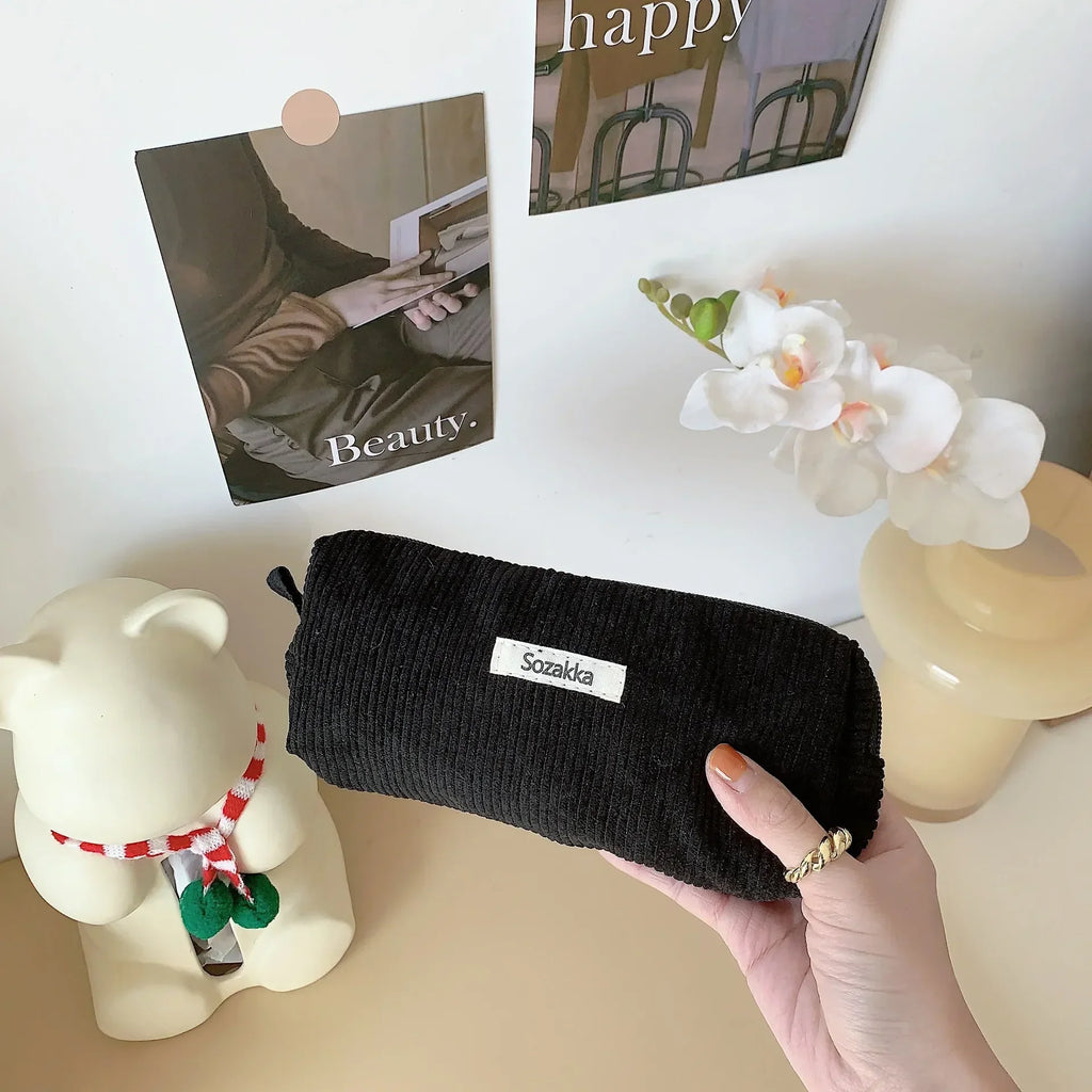 Trousse de Toilette Zip Voyage – Organisateur, Velours côtelé, Petite Pochette Maquillage