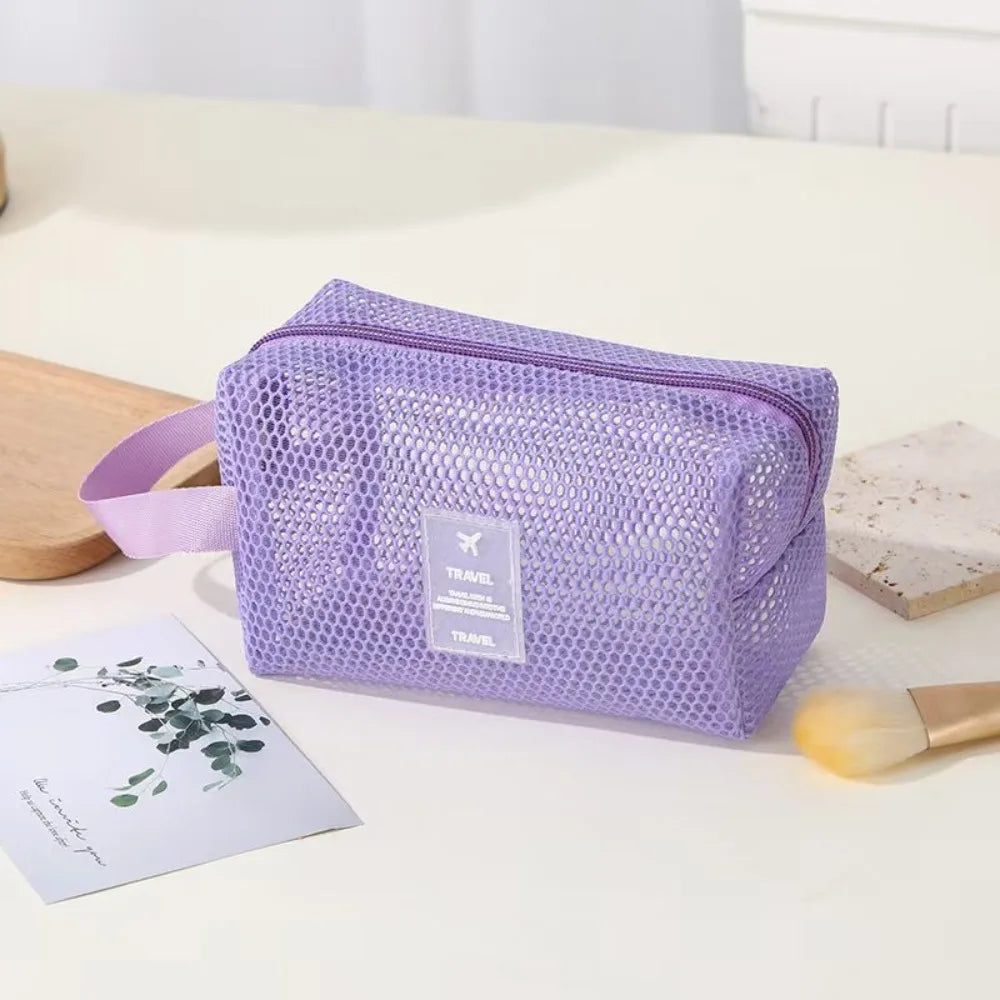 Trousse de Toilette Transparente en Mesh – Cosmétique de Voyage pour Femme