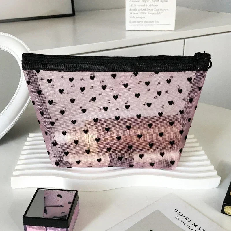 Trousse de Toilette Nylon Maille Cœur – Maquillage