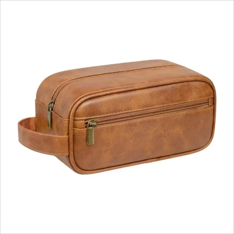 Trousse de Toilette Homme en Cuir – Sac de Voyage Portable, Grande Capacité