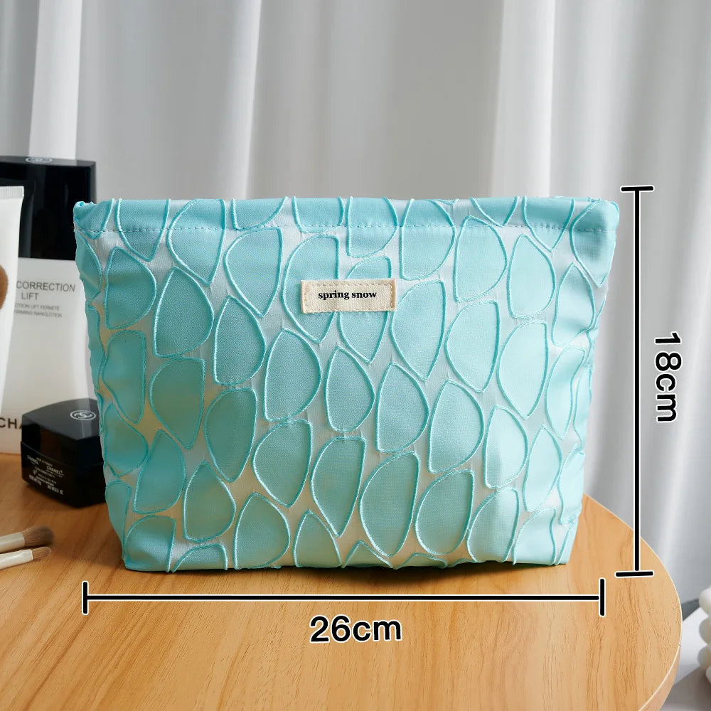 Trousse de Toilette Femme Motif Feuilles – Pochette Maquillage Portable Zip