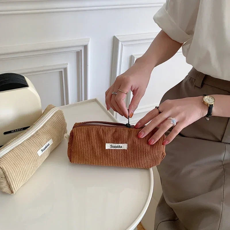 Trousse de Toilette Zip Voyage – Organisateur, Velours côtelé, Petite Pochette Maquillage