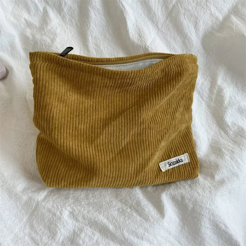 Trousse de Toilette Velours Côtelé – Grand Sac Cosmétique Voyage