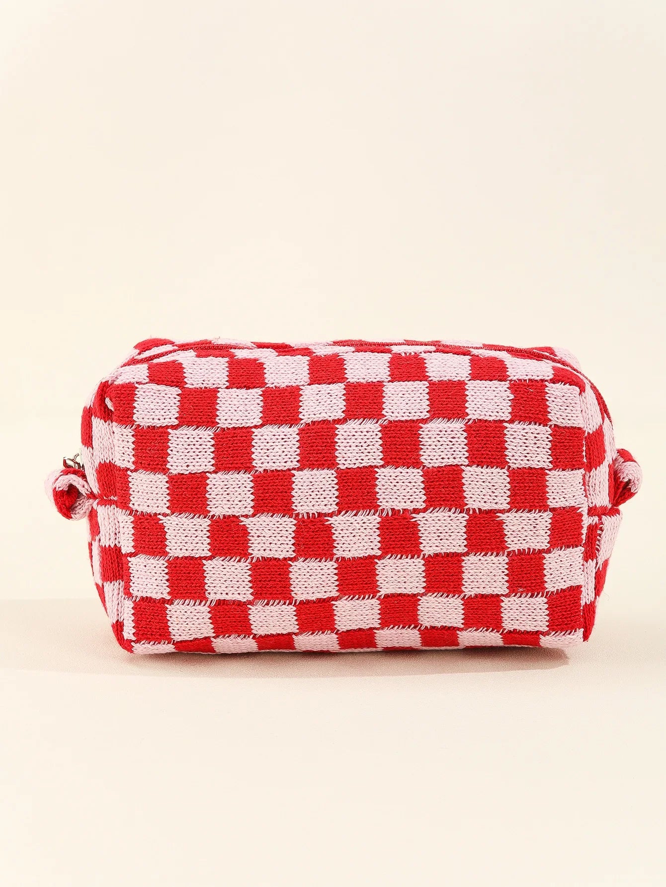 Trousse de toilette femme damier tricot - grande capacité