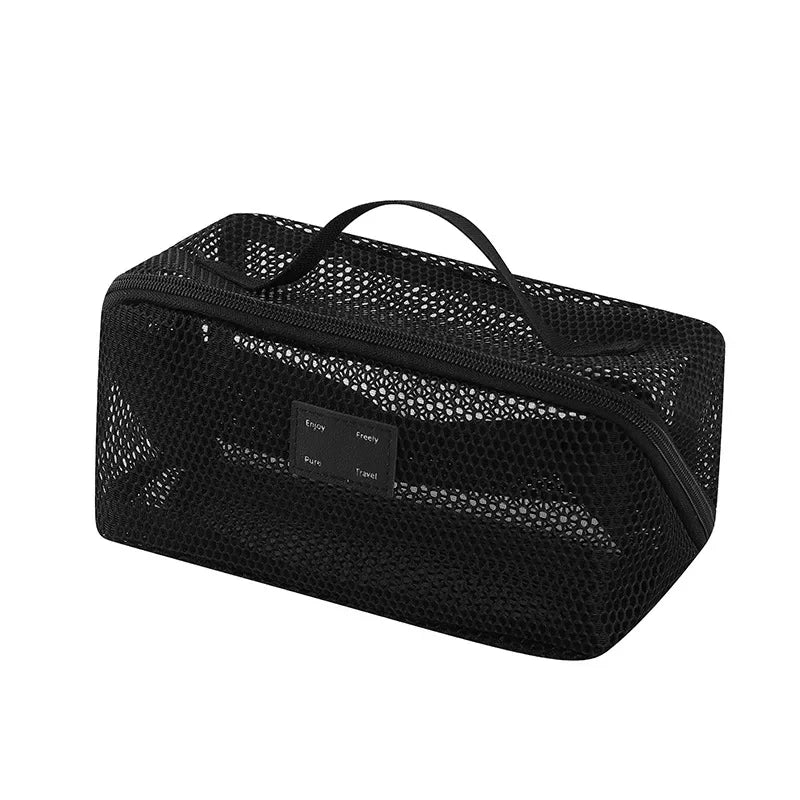 Trousse toilette mesh transparente – Grande capacité, Organisateur maquillage portable