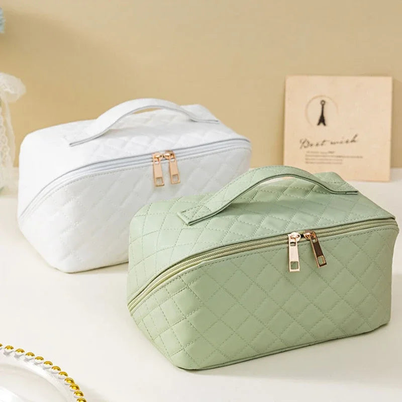 Trousse de Toilette PU Unie – Grande Capacité