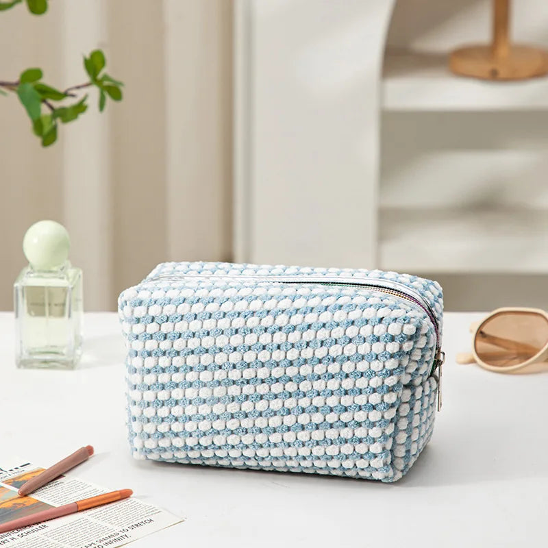 Trousse de toilette carrée en velours côtelé - Pochette zippée