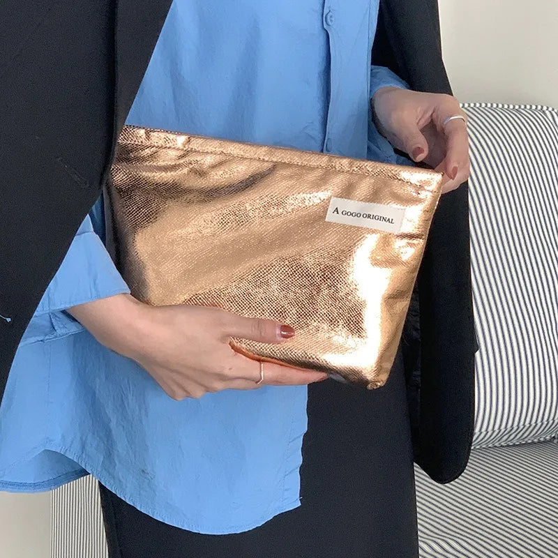 Trousse dorée et argentée – Étanche, pochette de voyage