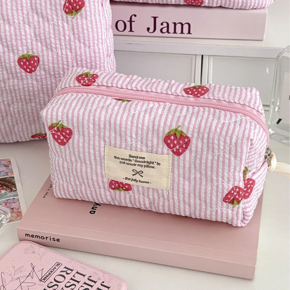 Trousse de Toilette Rose Fraise - Organisateur Voyage Maquillage