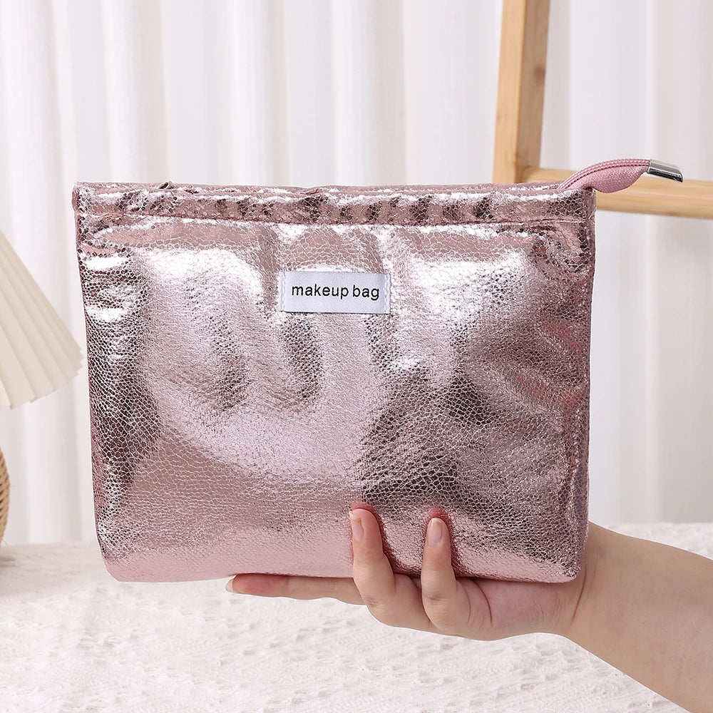 Trousse de Toilette Sequins Dorés – Organisateur Maquillage Portable