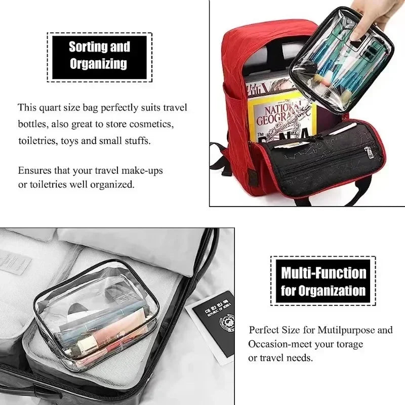 Trousse de Toilette Transparente en PVC – Pochette de Voyage