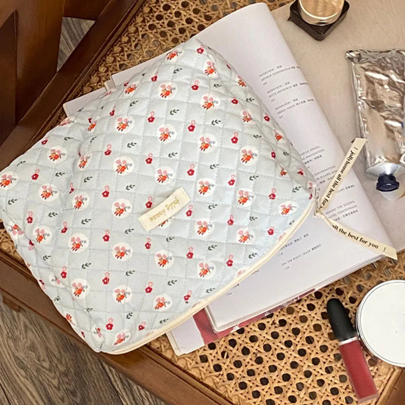 Trousse de Toilette Zippée en Coton – Grande Capacité pour Maquillage