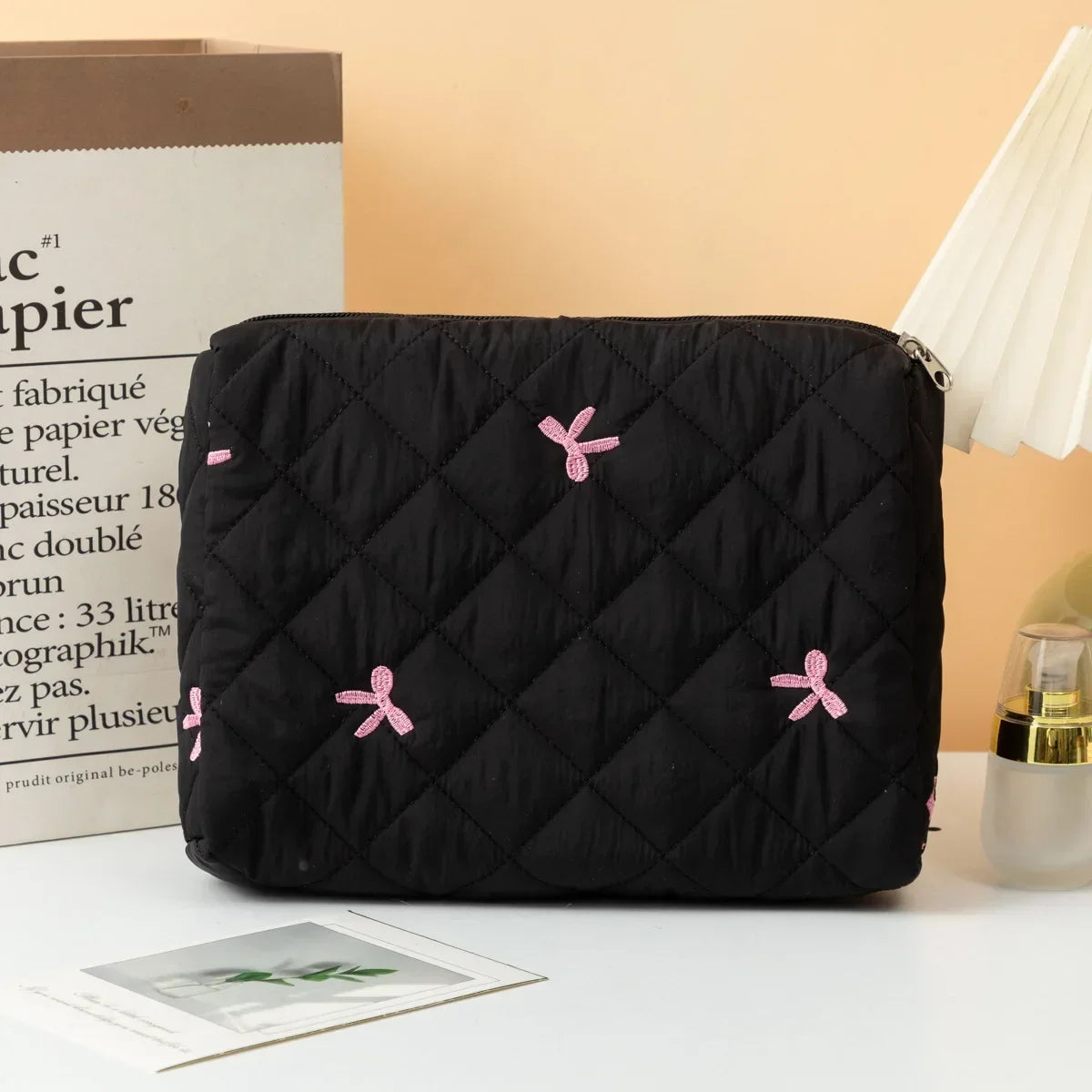 Trousse de Toilette Quiltée à Nœud – Fleurie, Grand Voyage