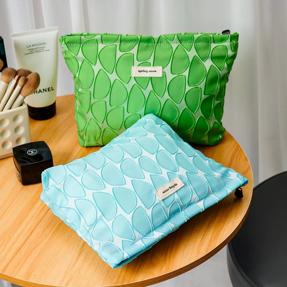 Trousse de Toilette Femme Motif Feuilles – Pochette Maquillage Portable Zip