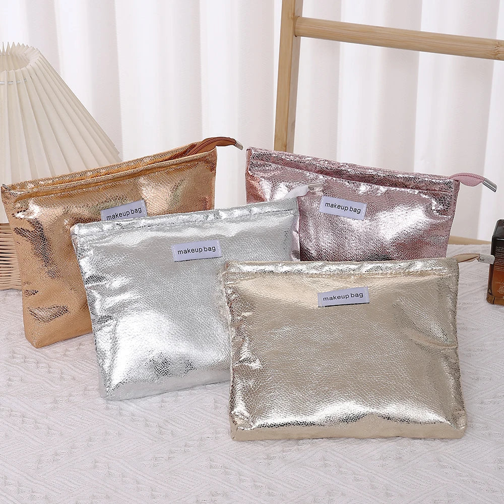 Trousse de Toilette Sequins Dorés – Organisateur Maquillage Portable