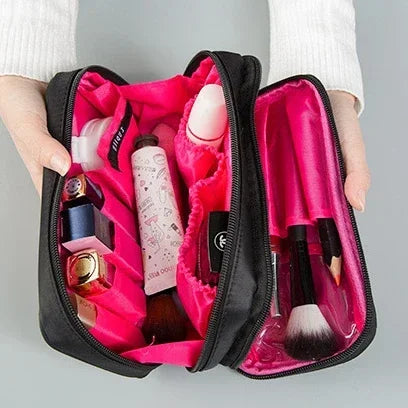 Trousse de Toilette Noire Mini – Sac Cosmétique de Voyage en Nylon à Double Zip