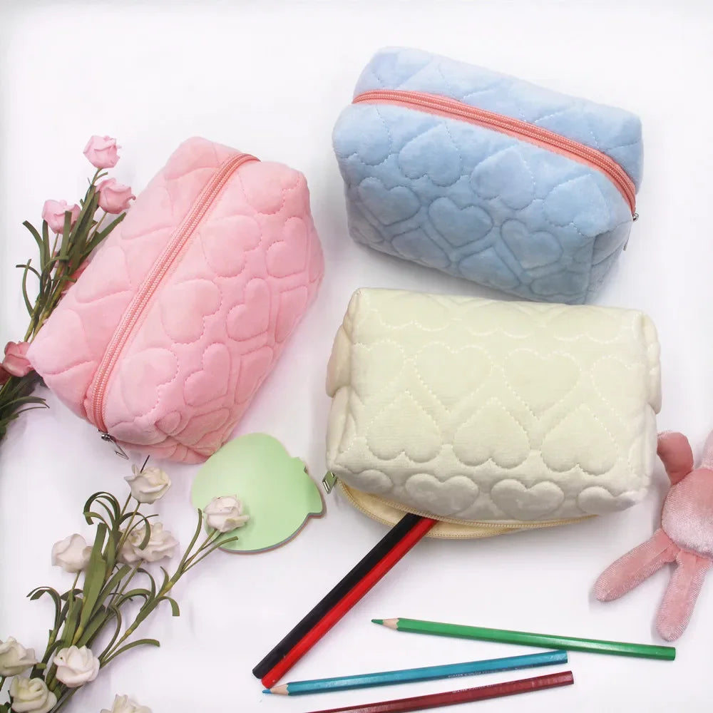 Trousse de Toilette Voyage Femme – Sac Maquillage Peluche Douce, Zippé