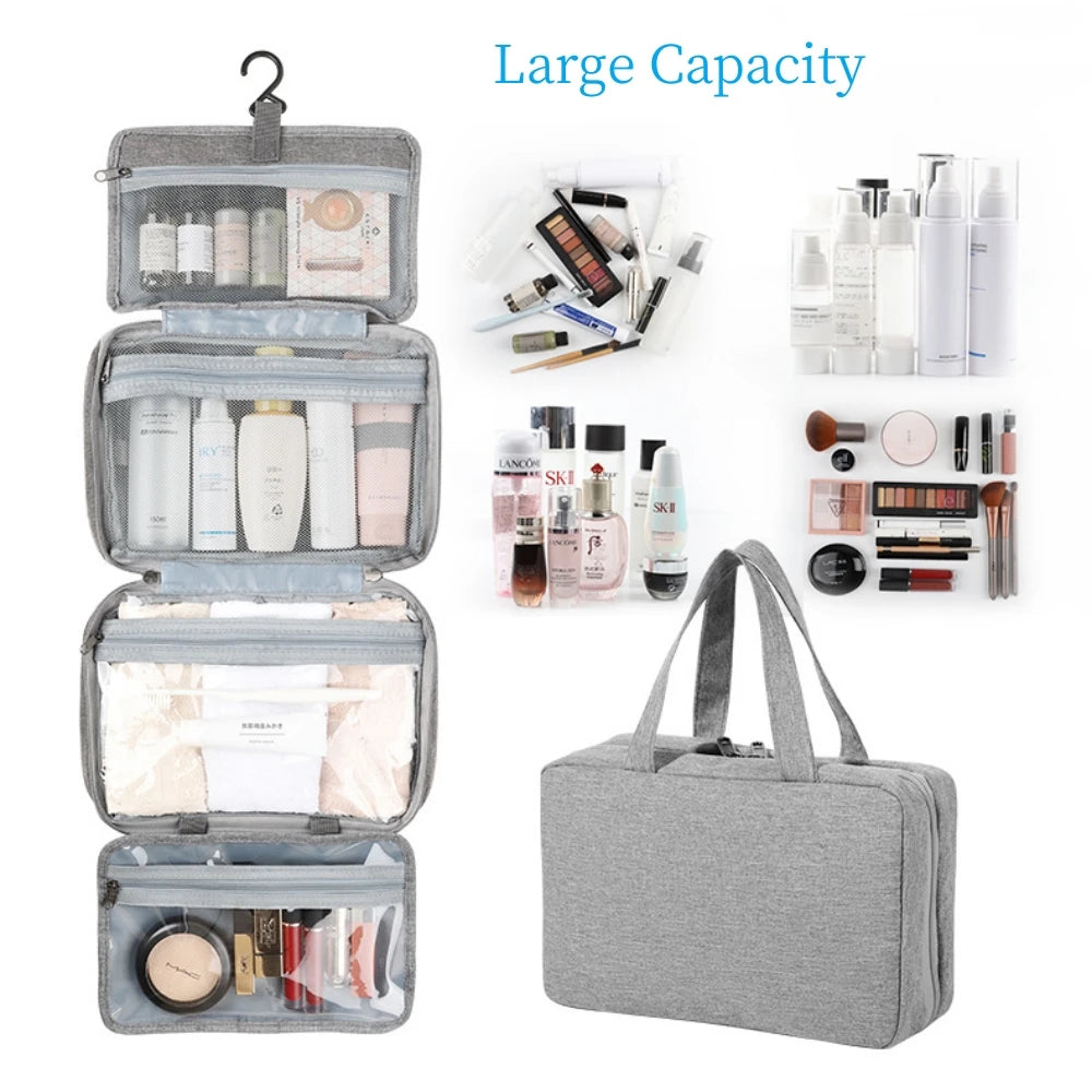 Trousse de Toilette Étanche - Grande Capacité avec Crochet – Voyage Maquillage