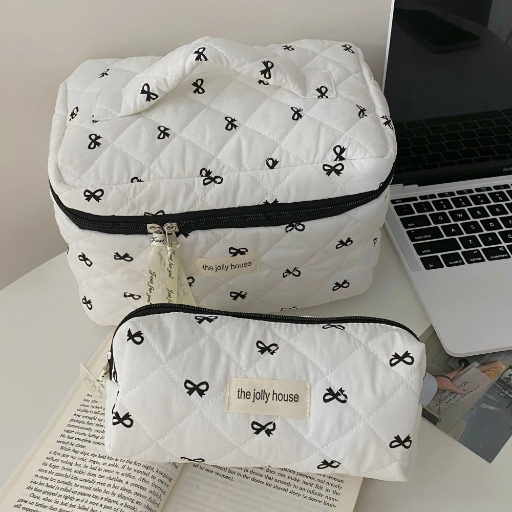Trousse de Toilette Imprimé Nœud – Maquillage Zip
