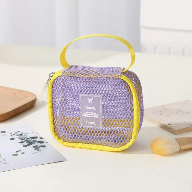 Trousse de Toilette Transparente en Mesh – Cosmétique de Voyage pour Femme