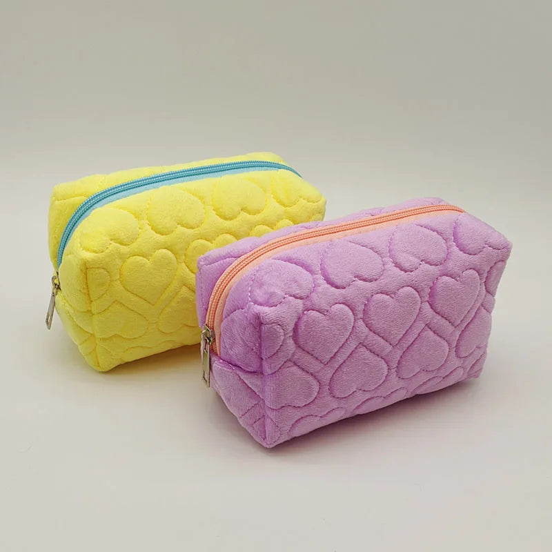 Trousse de Toilette Voyage Femme – Grand Sac Maquillage en Peluche Douce, Zippé