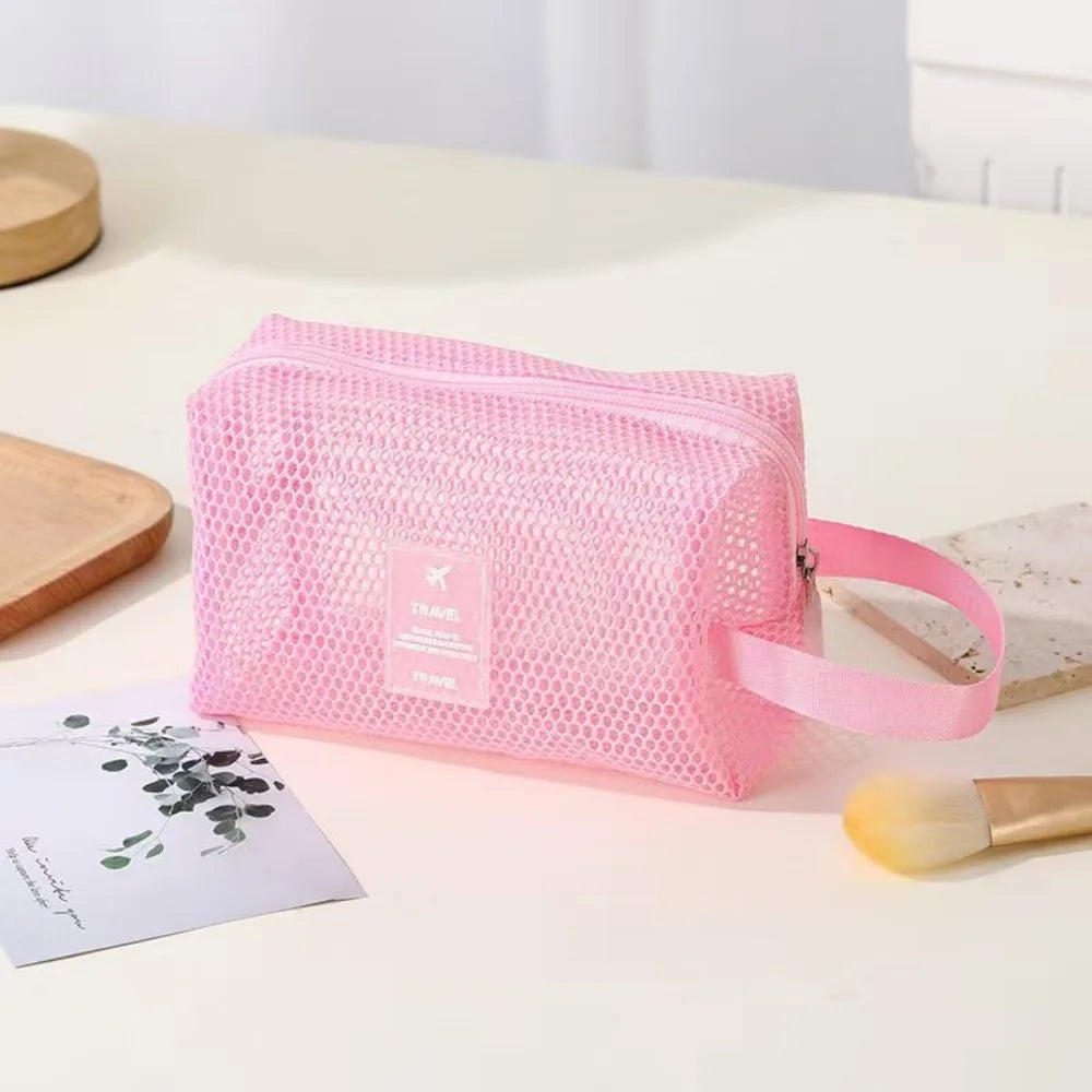 Trousse de Toilette Transparente en Mesh – Cosmétique de Voyage pour Femme