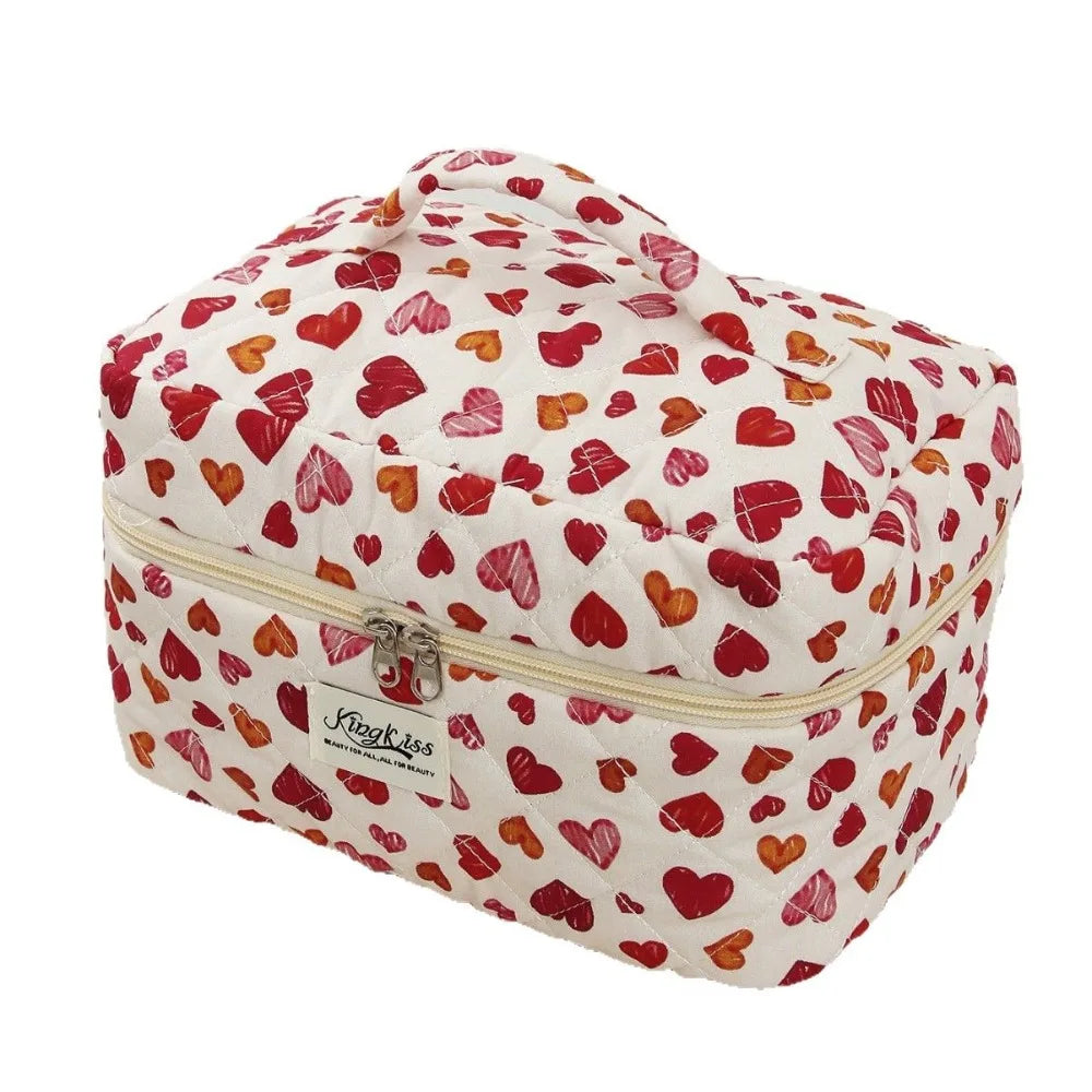 Trousse de Toilette Femme Cœur Imprimé – Grande Capacité, Organisateur Voyage