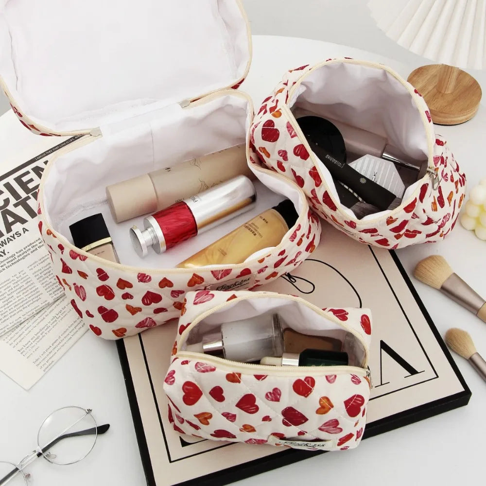Trousse de Toilette Femme Cœur Imprimé – Grande Capacité, Organisateur Voyage