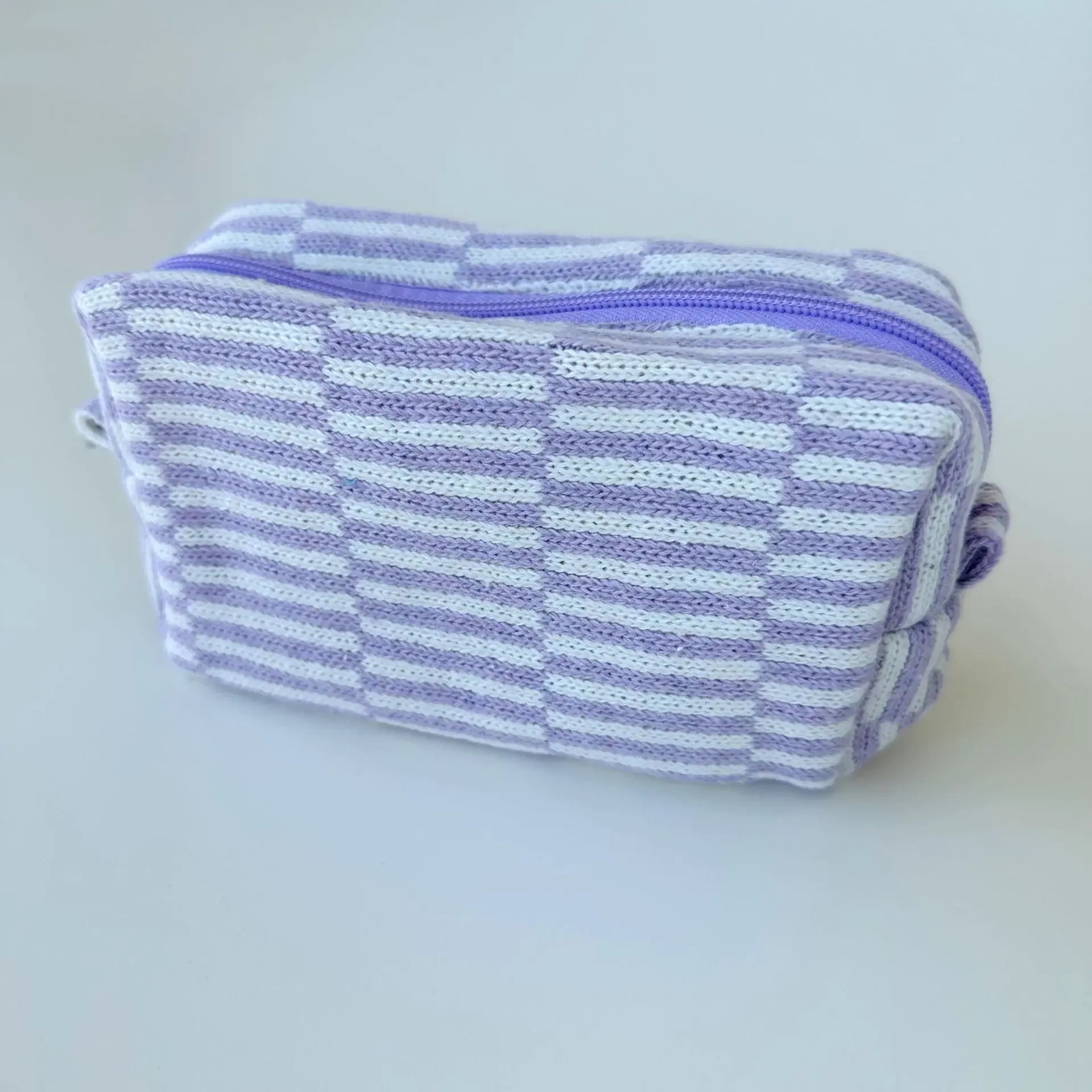 Trousse de Toilette Peluche à Carreaux Multicolores – Grande Capacité