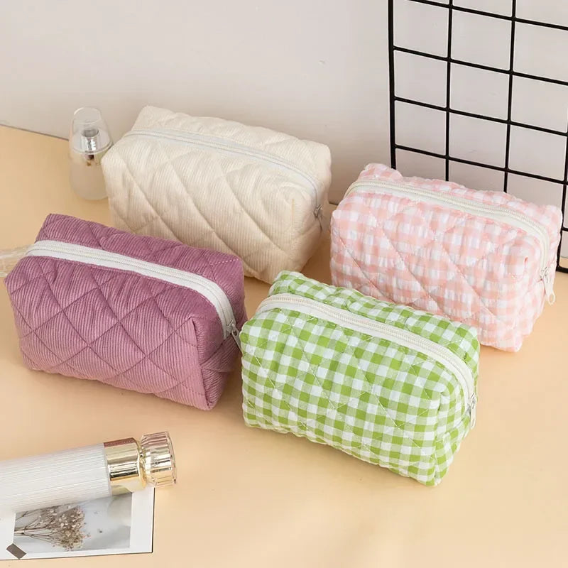 Trousse de Toilette Plaid Voyage – Pochette Maquillage Zippée