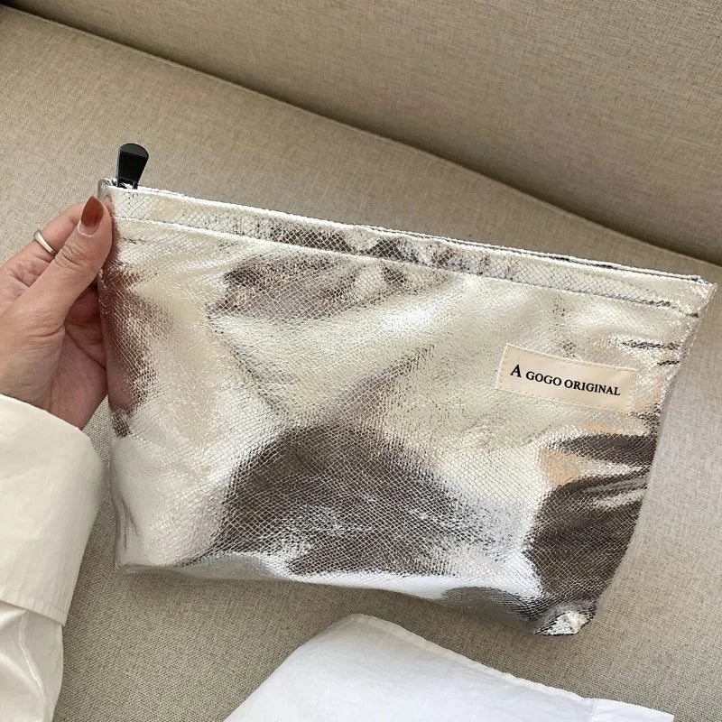 Trousse dorée et argentée – Étanche, pochette de voyage