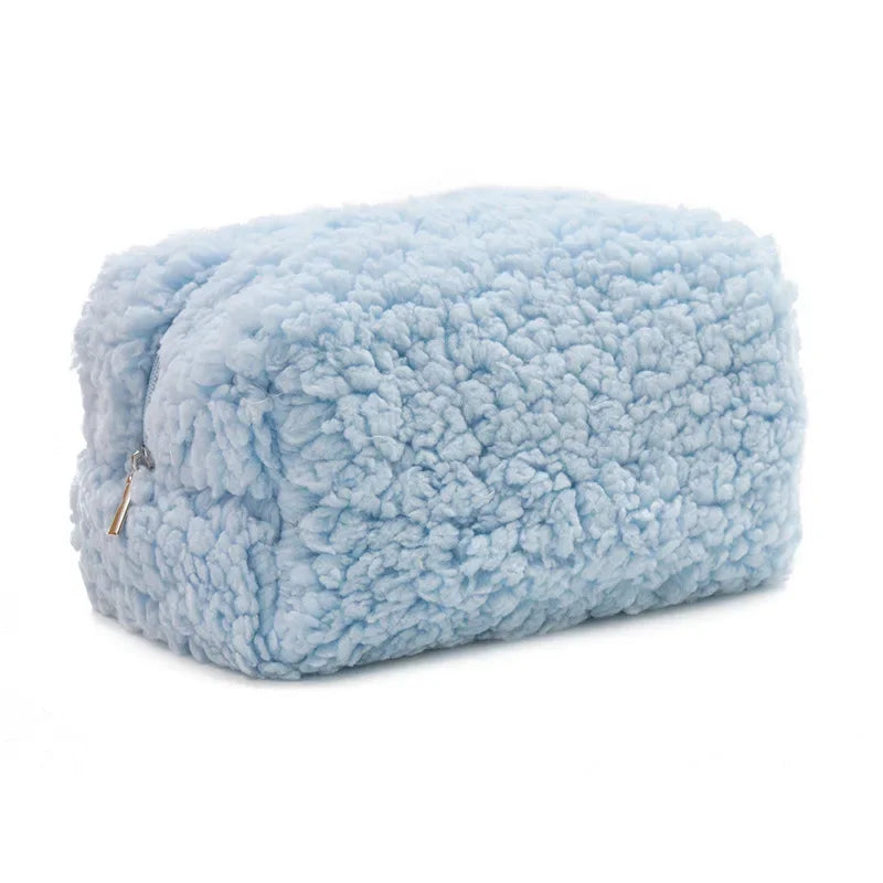 Trousse de toilette en fourrure d'agneau – Maquillage voyage
