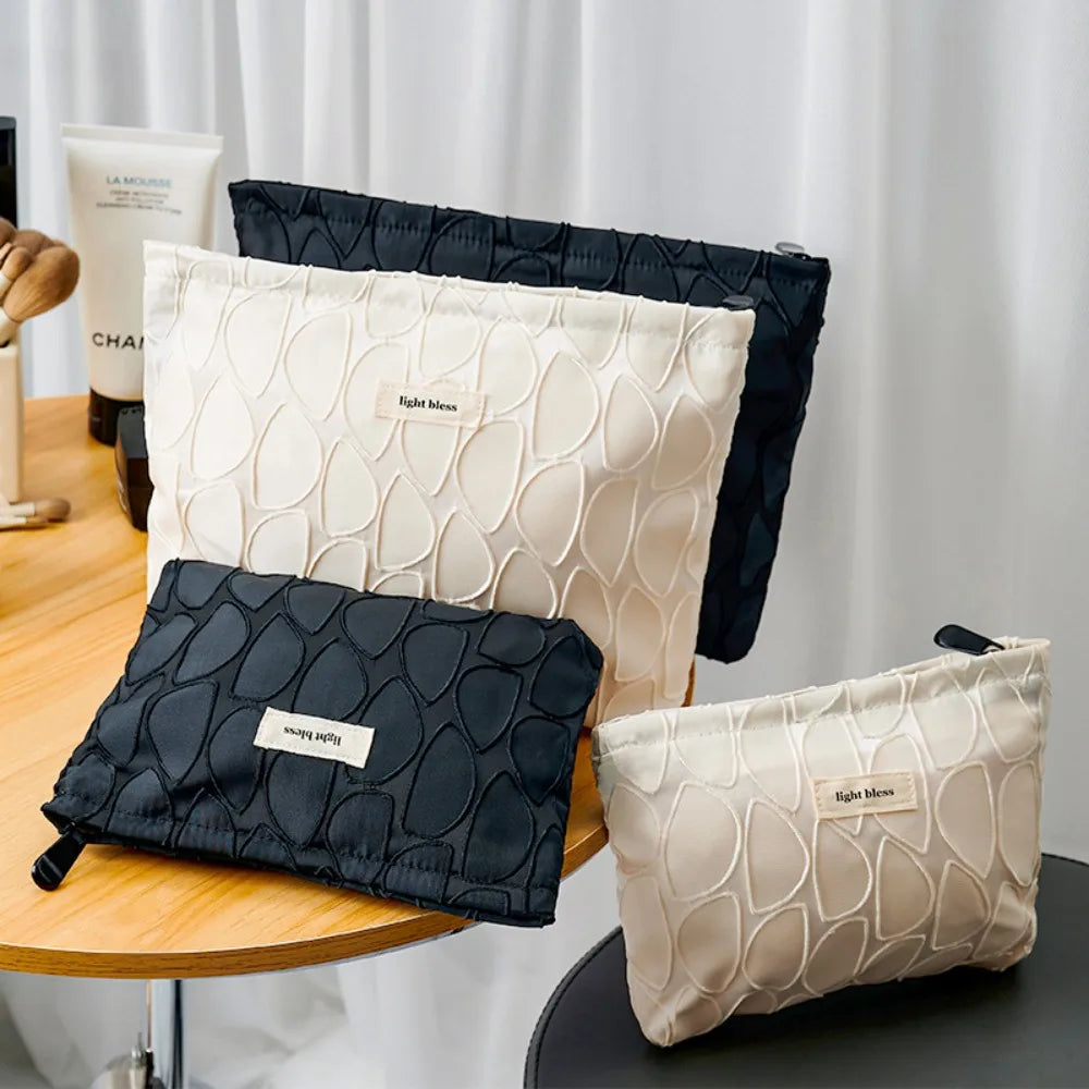 Trousse de Toilette Femme Motif Feuilles – Pochette Maquillage Portable Zip