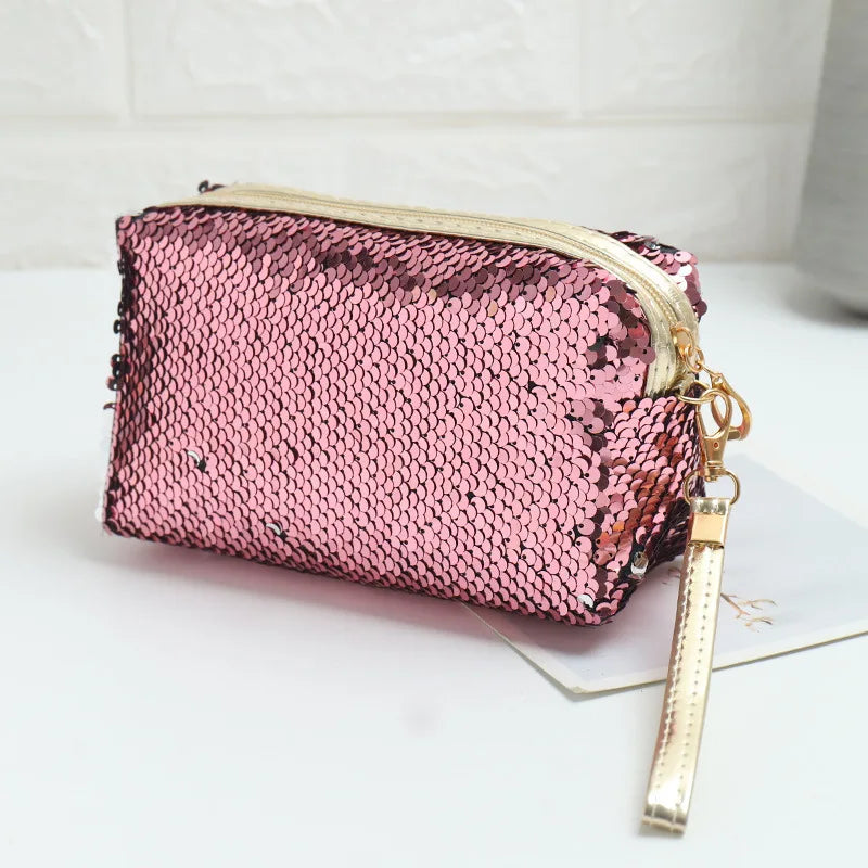 Trousse de Toilette Sequins Femme – Pochette Maquillage Personnalisée, Organisateur de Voyage