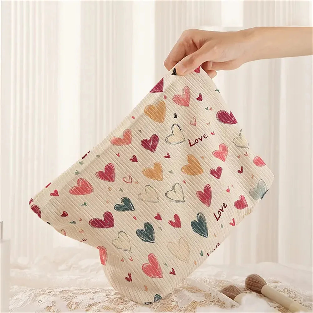 Trousse de Toilette Colorée en Cœur – Organiseur Maquillage à Zip Double