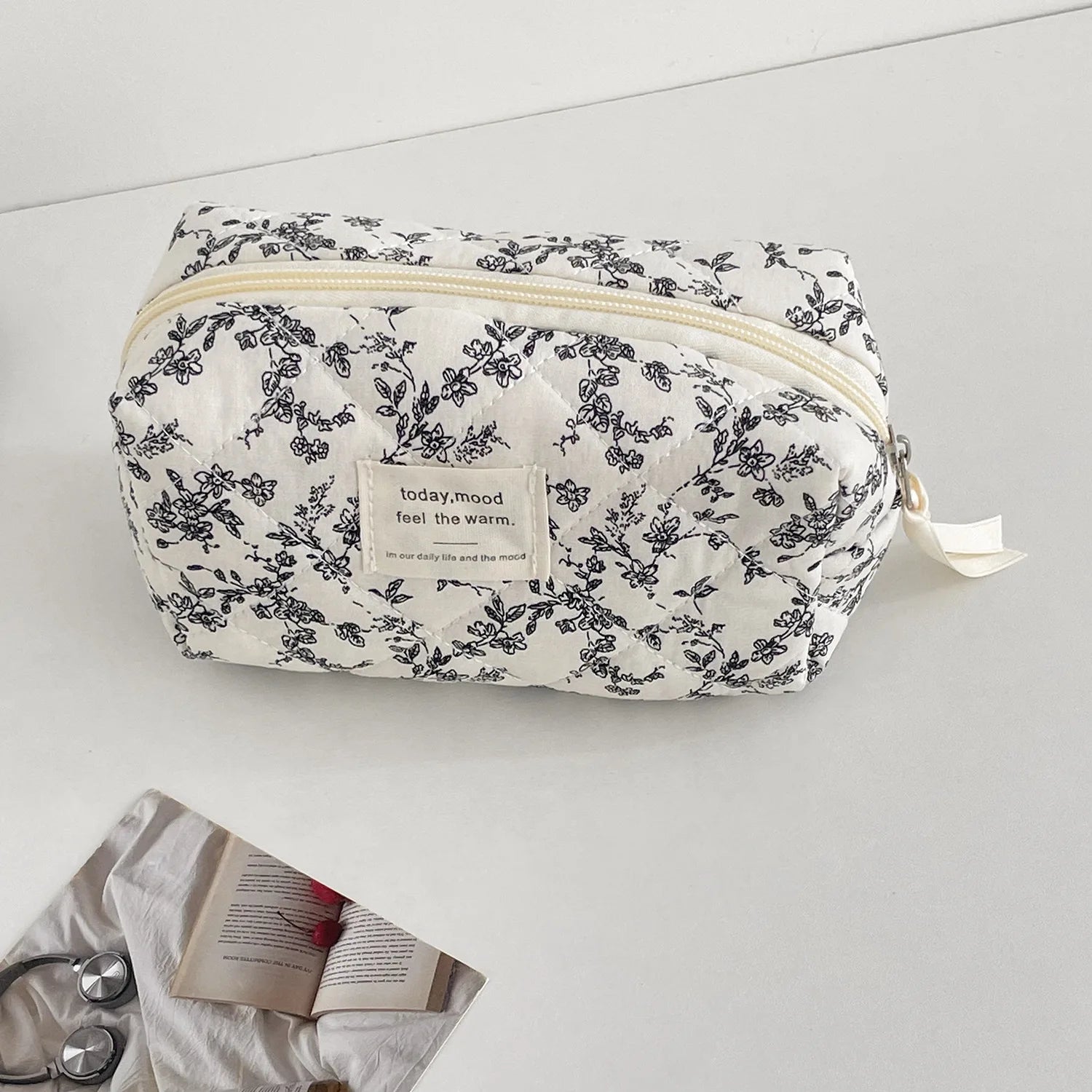 Trousse de Toilette Noire à Fleurs - Zip Voyage