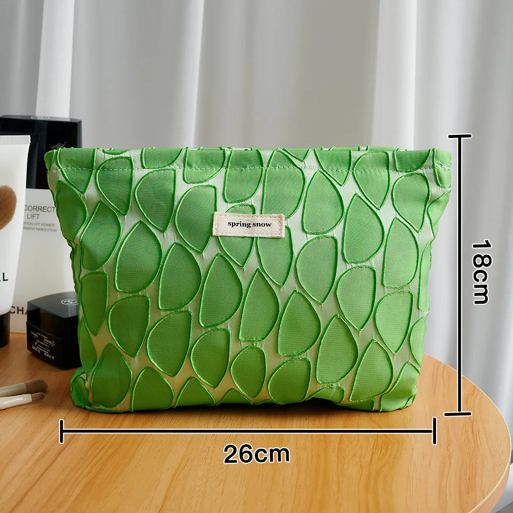 Trousse de Toilette Femme Motif Feuilles – Pochette Maquillage Portable Zip