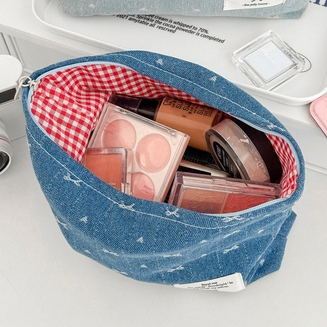 Trousse de Toilette Vintage - Sac Maquillage Zippé