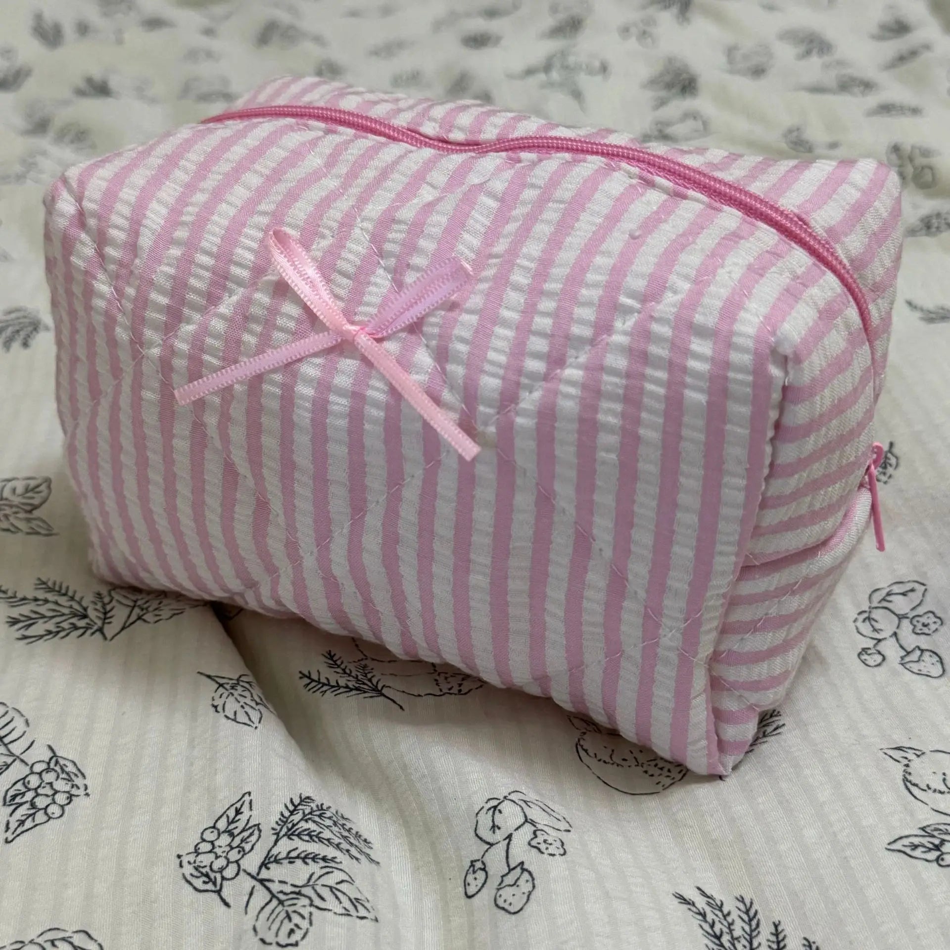 Trousse de Toilette Rayée – Grande Capacité – Sac Maquillage Portable