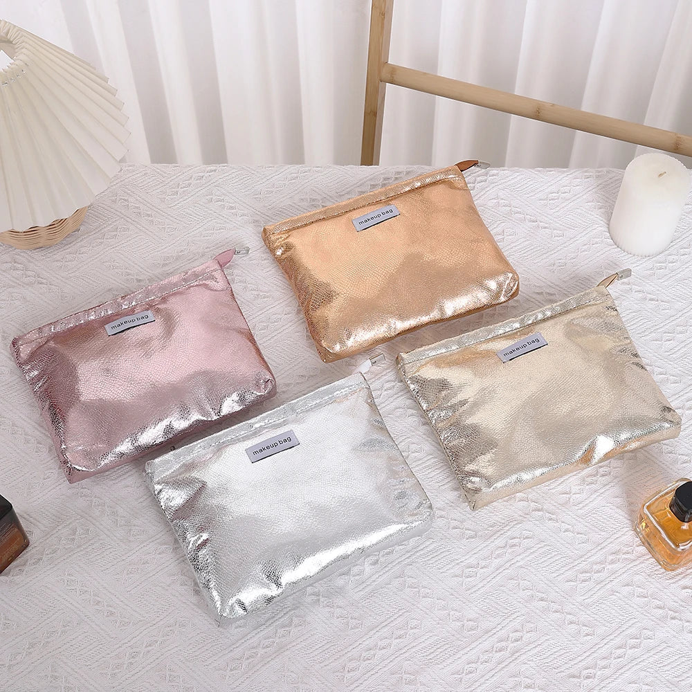 Trousse de Toilette Sequins Dorés – Organisateur Maquillage Portable
