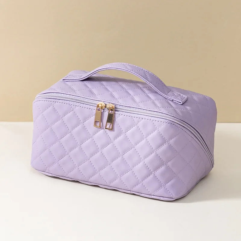 Trousse de Toilette PU Unie – Grande Capacité