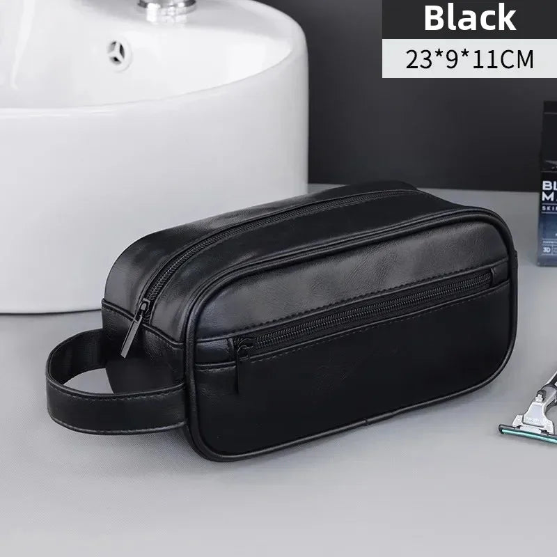 Trousse de Toilette Homme en Cuir – Sac de Voyage Portable, Grande Capacité
