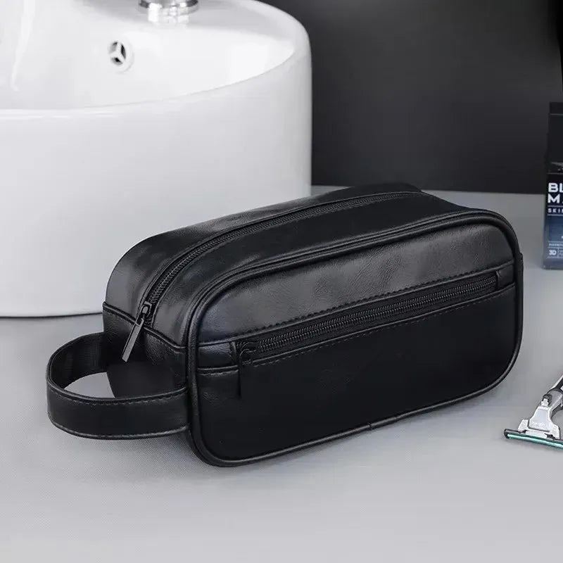 Trousse de Toilette Homme en Cuir – Sac de Voyage Portable, Grande Capacité