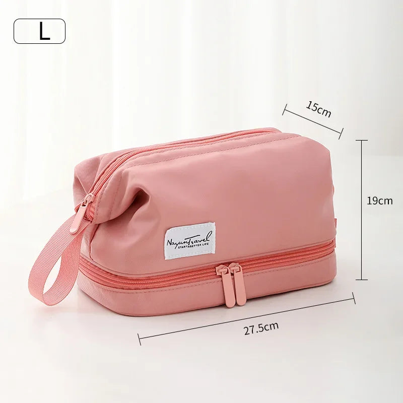 Trousse de toilette grande capacité – double compartiments et organisateur maquillage
