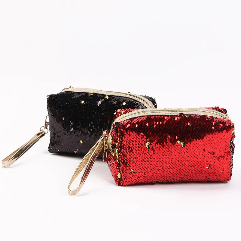 Trousse de Toilette Sequins Femme – Pochette Maquillage Personnalisée, Organisateur de Voyage