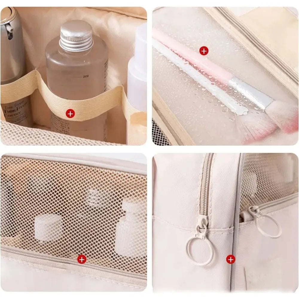 Trousse de toilette de voyage étanche avec crochet pour maquillage