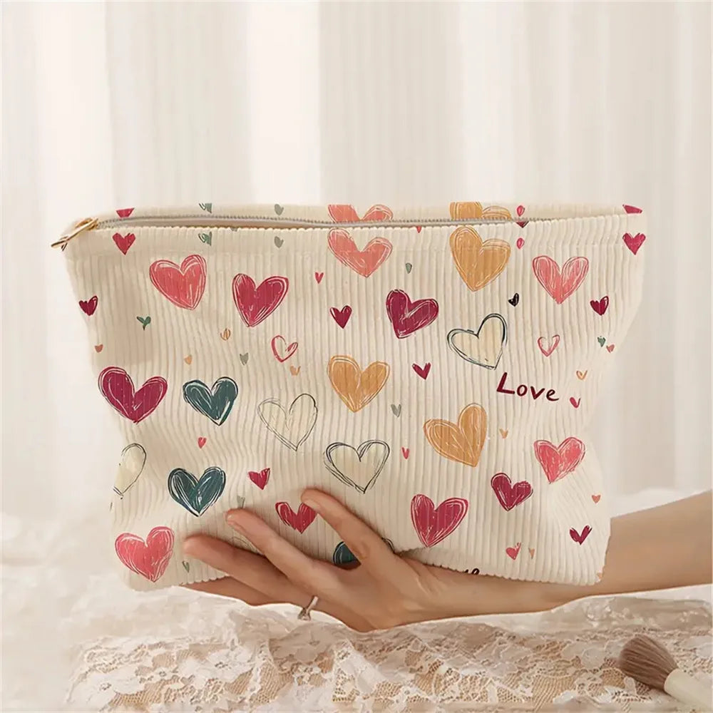 Trousse de Toilette Colorée en Cœur pour Femme – Organiseur Maquillage à Zip Double Face