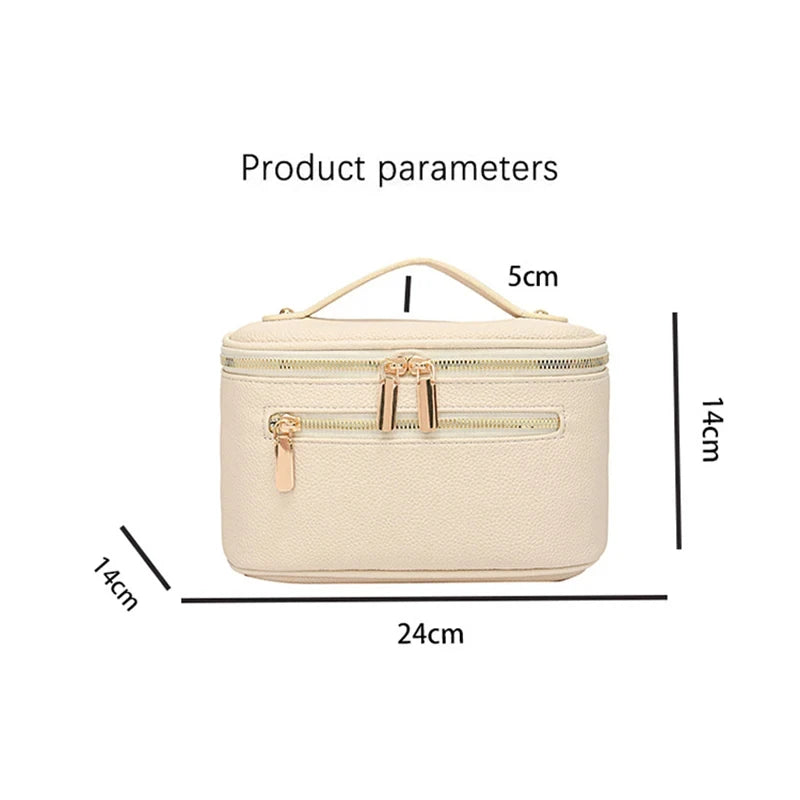 Trousse de toilette femme à double zip - Maquillage, cuir
