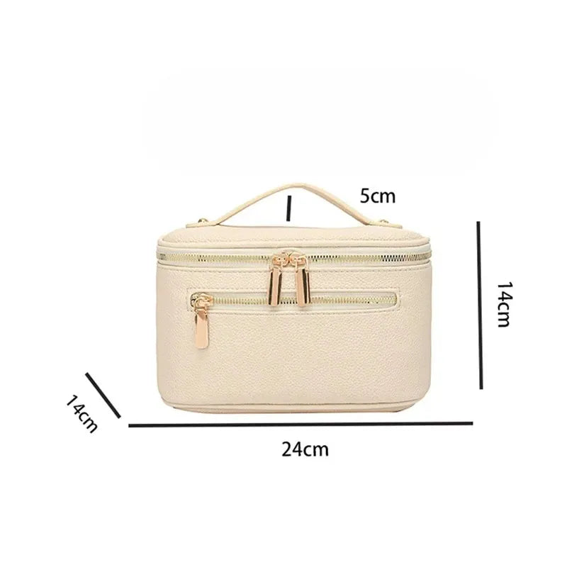 Trousse de toilette femme à double zip - Maquillage, cuir