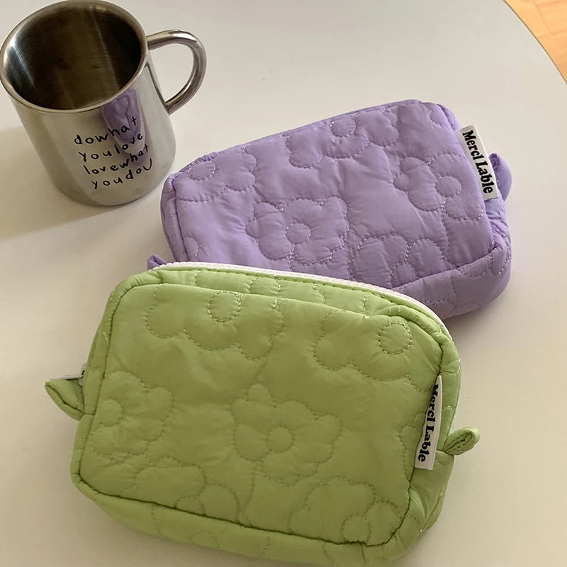 Trousse de Toilette Fleurs Imprimées en Coton – Grande Capacité
